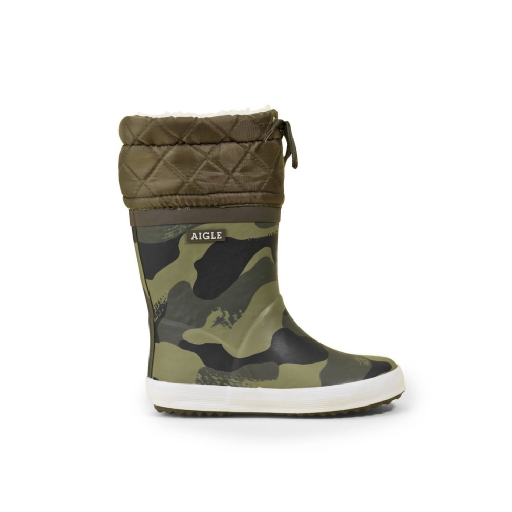 NWT Aigle Giboulee Camo Print Kids Boots